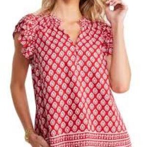 Vineyard Vines Tile Ruffle Top Size Small